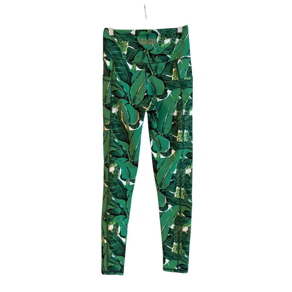 Dorothy Draper Brazilliance Leggings High Rise Pockets Small Green Leafy